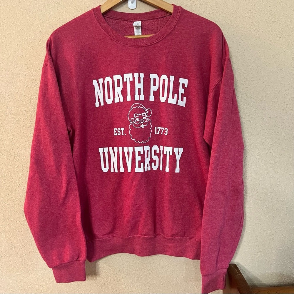 North Pole university Santa Gildan Fleece Sweatshirt Christmas
